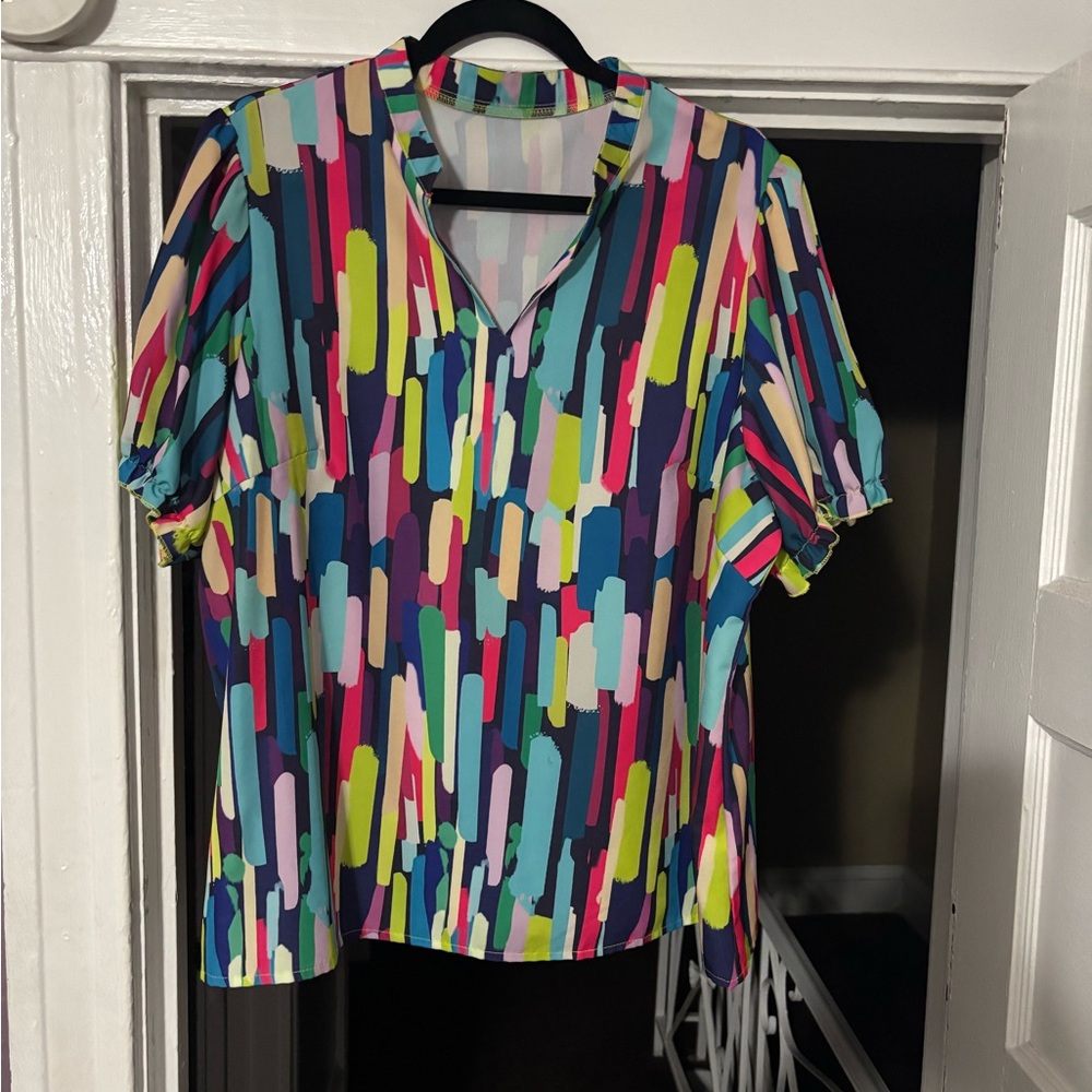 SHEIN Multicolor Abstract Blouse
